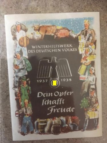 Winterhilfswerk: Türplakette des WHW 1937 -1938. "Dein Opfer schafft Freude"